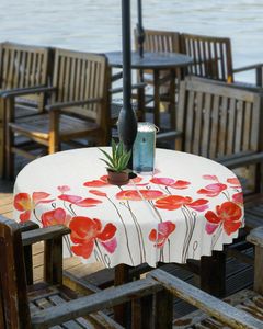 Nappe de table rouge aquarelle coquelicots nappe extérieure avec trou de parapluie fermeture éclair étanche pique-nique barbecues Patio couverture ronde