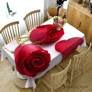 Nappe De Table Rouge Jaune Rose Rose Floral Cuisine Nappe De Mariage Décoration Maison Rassemblement Décoration Partie Rectangle Nappe R230801