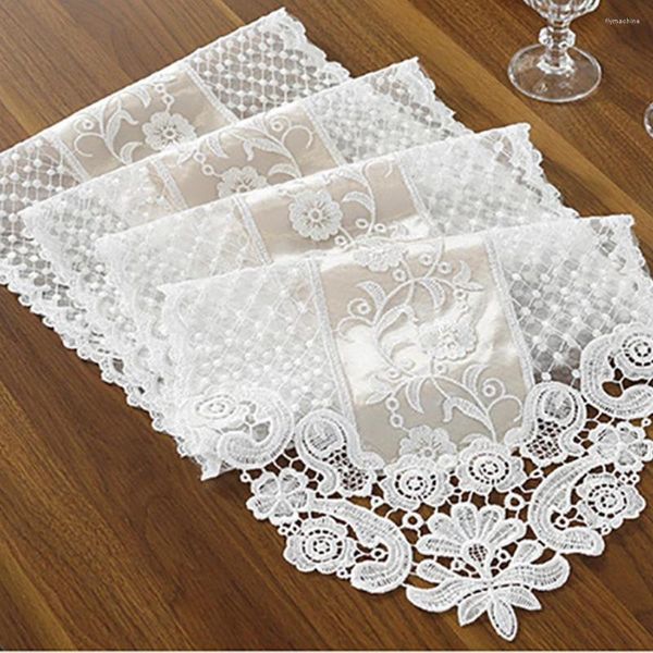 Mesa de tela romántica decorativa comedor mantel sencillo de desgaste resistente bordado bordado práctico encaje floral fácil limpio el