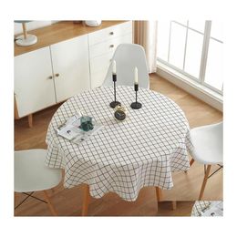 Nappe de table Rose Arbre Blanc Plaid Check Nappe nordique pour ronde Vintage Er Party Accueil Cuisine Décoration Mantel Drop Livraison Ga Otwh2