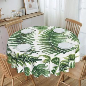 Tableau de table rond des feuilles vertes de la nappe imperméable de 60 pouces pour manger de la cuisine