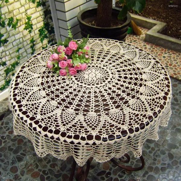 Nappe ronde faite à la main au Crochet, nappe ajourée en coton, tapis en dentelle, napperon Vintage 70/80/90cm