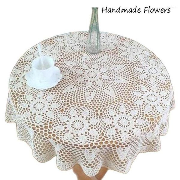 Nappe ronde à la main fleurs Crochet couverture serviette cuisine café thé nappe noël fête de mariage décor à la maison