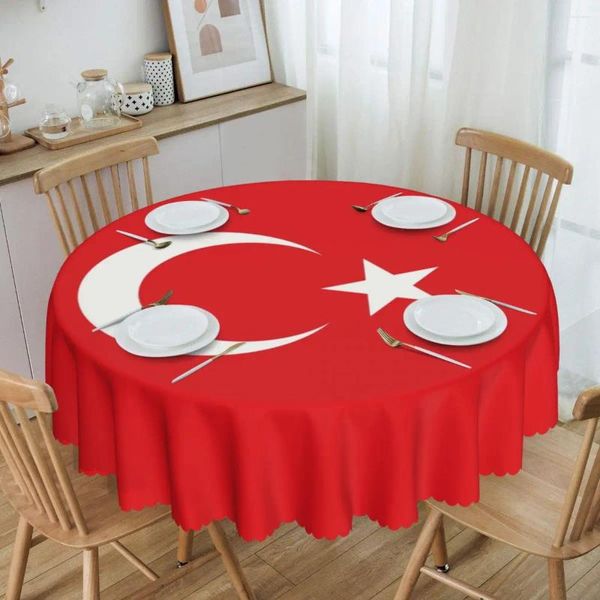 Tableau de table rond Drapeau à huile de dinde de couverture de dinde nappe de patriotisme pour pique-nique 60 pouces