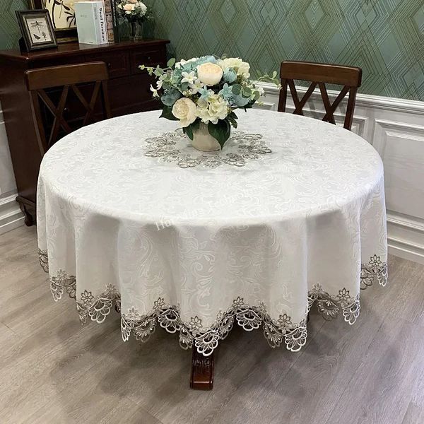 Table de nappe rond art ménage dentelle en Europe Cover Dining Cover Broidered Home Mat Dust Decoration 240428