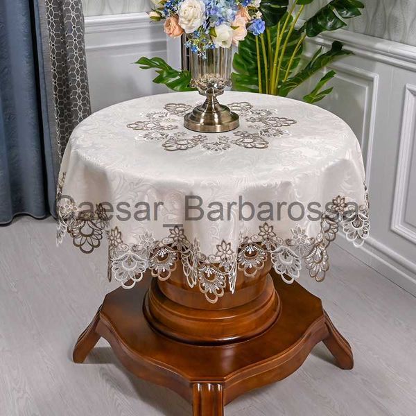 Nappe Ronde Nappe Art Ménage Dentelle Nappe Table Table À Manger Couverture Europe Brodé Fleur Tissu Table Tapis Couverture Anti-Poussière x0704