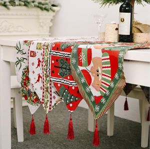 Tafelkleed Runner Christmas New Year Party Decorations Tafelkleed Xmas Tree Elk Plaid Gedrukt Diner Tafel Cover