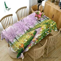 Nappe Style Rural Nappe 3D Fleurs Arbre Motif Couverture De Table Rectangulaire Nappe Imperméable Couverture De Table pour Fête Maison Cuisine R230727