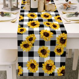 Table Cloth Rustic Sunflower Tabletop Collection Runner 13x70inch Burlap Dining For Spring Summer Fall Home Kitchen Decor