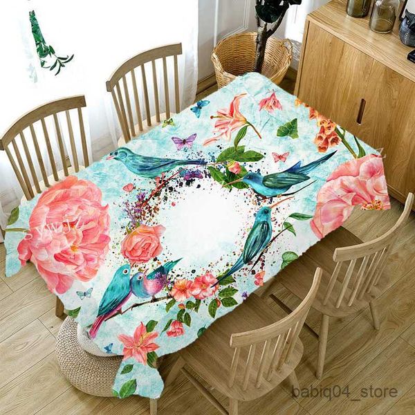 Nappe Rustique Nappe Maison Fleur Rectangulaire Tissu Chambre Maison Cuisine Rétro Impression Table Basse Anti-fouling Nappe R230819