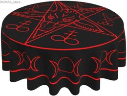 Nappe de table Symboles sataniques Wiccan Chèvre Nappe ronde 60 pouces Couverture de table Décoration de table Nappes imperméables pour table à manger Y240401