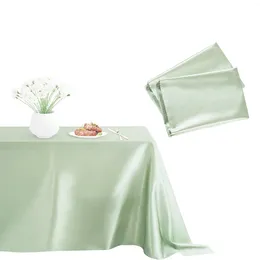 Nappe de table en satin, 2 pièces, longue couverture rectangulaire verte et soyeuse pour fête de mariage, Restaurant