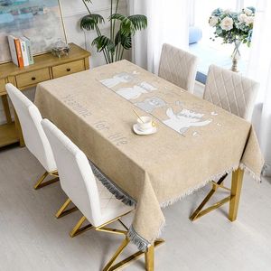 Tableau de table vendant des fleurs conception de nappe en lin décorative solide avec gland