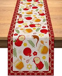 Tableau de table shana tova lin coureurs de cuisine décor juif année rosh hashanah pour la décoration de fête à manger