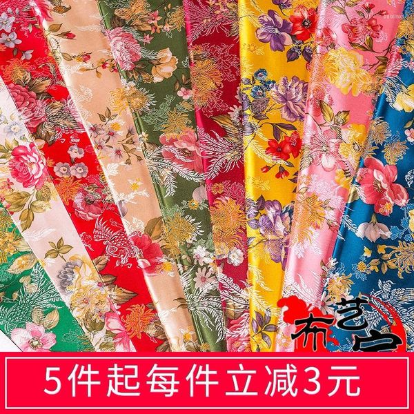 Nappe De Soie Tissu Tissage Brocart Impression Pivoine Imitation Antique Qipao Robe Tang Arts Et Artisanat Emballage