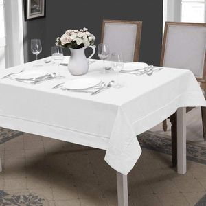 Tableau de table simple optimiste en lin blanc étanche blanc complexe ourlet