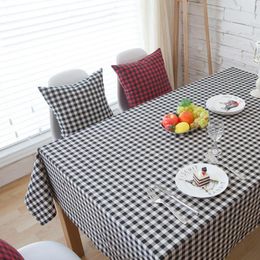 Tafelkleed Simply Style plaid print decoratief linnen katoenen tafelkleed cover kussensloop home thee restaurant