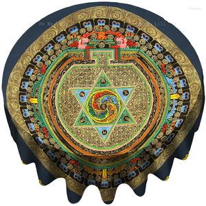 Nappe de table Sitsang avec drapeau de prière, énergie spirituelle, double Dorje, mantra, Dharma, chakra, mandala, art exotique de l'Inde, nappe par Ho Me Lili Decor
