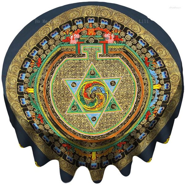 Mantel Sitsang Oración Bandera Energía Espiritual Doble Dorje Mantra Dharma Chakra Mandala Exótico India Arte Mantel Por Ho Me Lili Decor