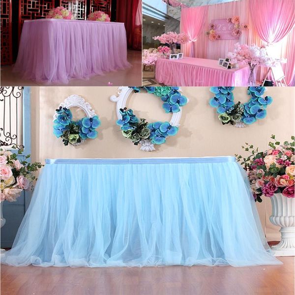 Jupes en tissu de table pour la décoration de mariage 100% polyester 1pc jupe couverture anniversaire fête fête décor K711