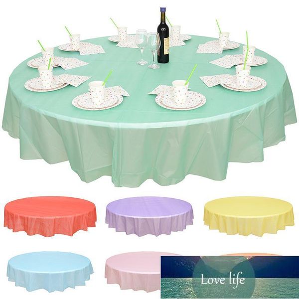 Nappe en plastique jetable de couleur unie grande couverture ronde facile à nettoyer lingette adaptée au rassemblement familial