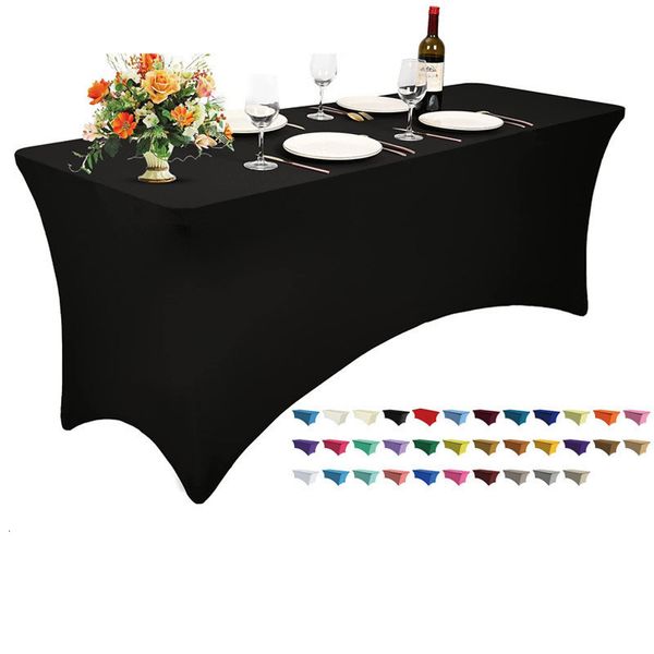 Nappe de table couleur unie Spandex nappe pour banquet de fête de mariage el 4FT 6FT 8FT tissu élastique couverture de Table personnalisée 230731