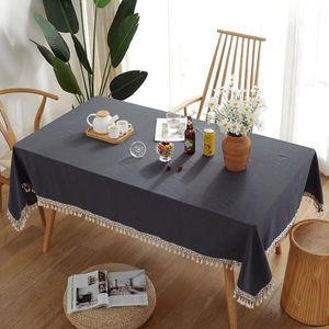 Tafel doek vast katoenen kwastje tafelkleed met geborduurde kanten stofdichte isolatie koffie dineren bureau decoratie nappe de