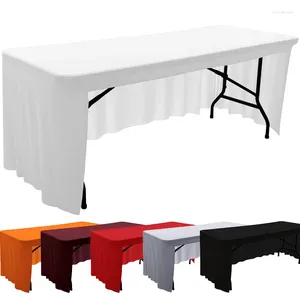 Nappe extensible en élasthanne, couverture élastique de 6 pieds et 8 pieds pour décoration de Banquet El, fête de mariage, jupe blanche