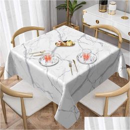 Nappe carrée 54 x 54 60 x 60 lavable en marbre imperméable pour cuisine, salle à manger, mariage, livraison directe, maison, jardin T Otal0