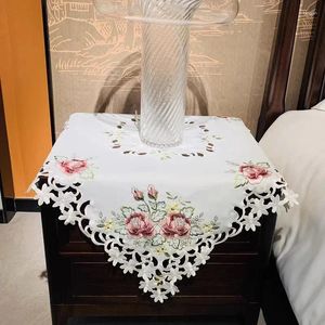 Tafelklein vierkant satijnen rozenborduurwerk omslag bruiloft tafelkleed keuken kerstdecoratie en accessoire