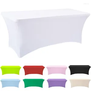 Nappe de Table carrée pour El et Restaurant, couverture élastique, couleur unie, Spandex blanc, décoration de Banquet de mariage