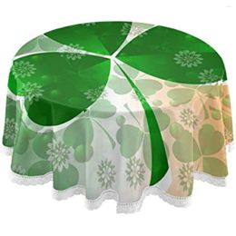 Tafelkleed St. Patrick's Day Clover Ireland Round Table Cloth circulaire dineren Decoratieve deksels 60 inch polyester