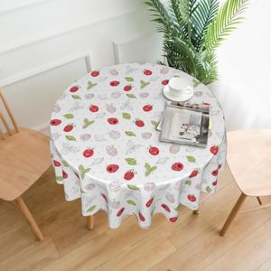 Couverture de fruits de nappe ronde de fraise de nappe avec imperméable résistant aux rides pour la cuisine à la maison intérieure extérieure