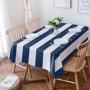 Table de table à rayures à rayures en bleu et blanc étanche