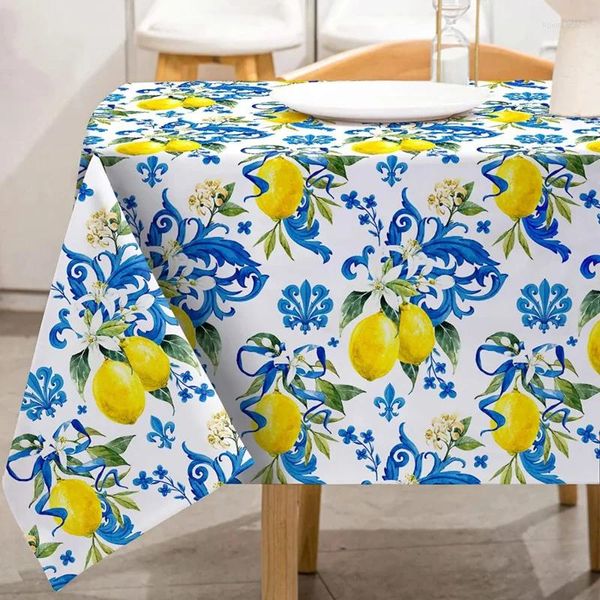 Paño de mesa Flor de verano Mantel rectangular Decoración de fiesta de vacaciones Cubierta de tela impermeable para decoración de comedor de cocina