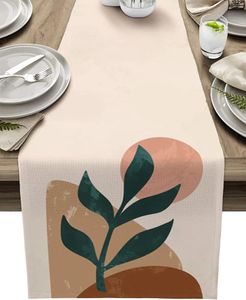Nappe de Table en lin géométrique, Art abstrait, feuilles tropicales, décoration de commode, foulards, fête, cuisine, salle à manger, Banquet