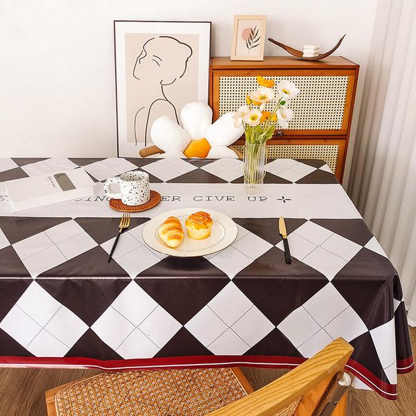 Nappe Nappe pour Table à Manger Grille Simple Bureau d'étudiant Moderne Nappe rectangulaire Coussin de Table Basse 08NK0101 230925