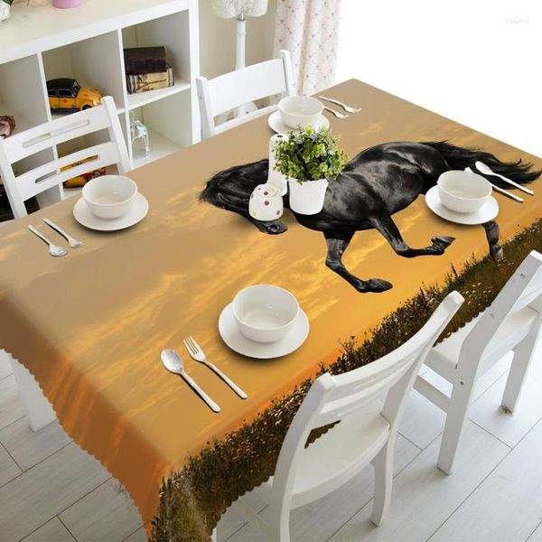 Mantel de tela, estepa africana, patrón de caballo salvaje, cubierta Rectangular, estera de café, decoración de boda, Mantel Mesa