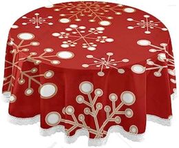 Table de nappe de tissu de Noël Rouge rouge de neige avec ruban de trim