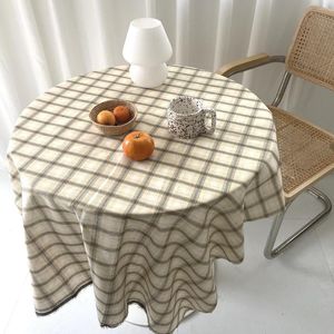 Tafelkleed Tafelkleed Katoen Linnen Beige Plaid Dining Decoratie Coffeeshop Hangen Camping Mat Lawn Deken Antifouling