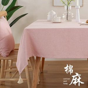 Table de table en tissu tissu coton et lin un simple bureau de café frangé en uniforme petit frais