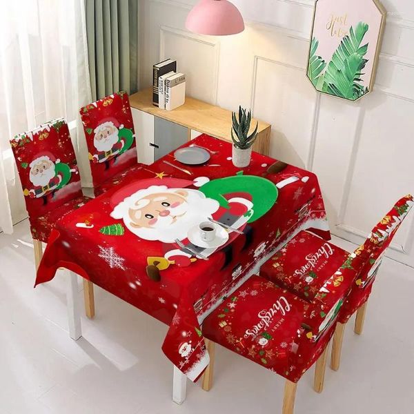 Couche de nappe pour les décorations de Noël 2023 Couvre-chaise Ensemble de couverture de chaise Runner Ornements rectangulaires Accessoires Santa Claus Impermé