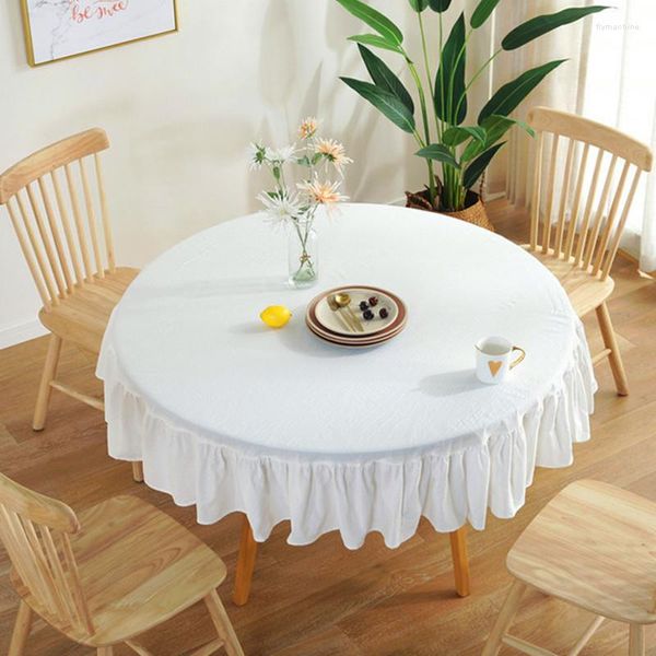 Mantel de tela de mesa en un uniforme de color de algodón redondeo de algodón de encaje cubierto mesas de boda de la cocina de cubierta de la sala de cubierta