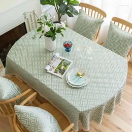 Nappe ovale en lin à carreaux avec dentelle, Textile de maison rustique Ellipse pour salle à manger, Style moderne, couverture de ferme, 200cm