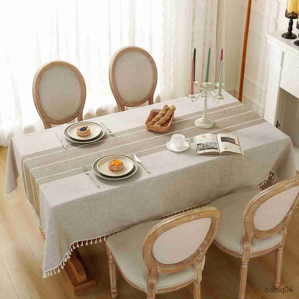 Mantel de tela Mantel de mesa rectangular con borla Cubierta de escritorio de café impermeable para mesa de comedor Decoración de boda R230726
