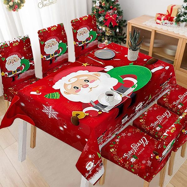 Juego de manteles de Navidad con funda para silla de comedor, decoración Vintage para fiesta en casa de Papá Noel, decoración de habitación, año 2023