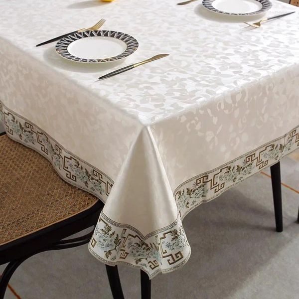 Nappe de Table imperméable à l'huile, sans lavage, tapis Long en cuir pour la maison, bord rond et épais de Style chinois