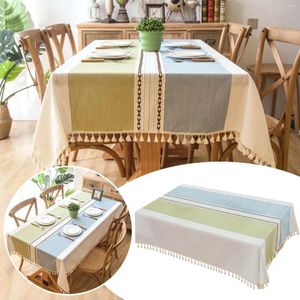 Nappe de Table rectangulaire avec glands, housse de protection en coton et lin pour nappes jetables de Thanksgiving