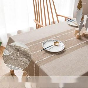 Nappe de Table à pampilles en coton et lin, couverture de teinture écologique, imperméable, pour salle à manger, bureau, décoration de la maison, tapis de pique-nique
