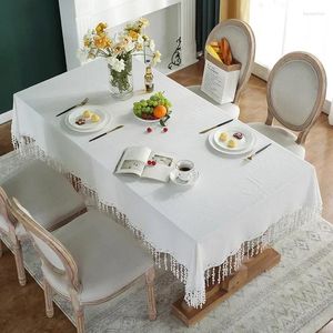 Tafelkleed Tassel tafelkleed wit katoenen linnen rechthoekig voor eetkussen deksel tafelkleed open haard aanrecht